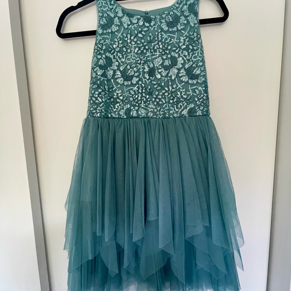 Teal Tulle and Sequined Dress - Kids Sz 10/12